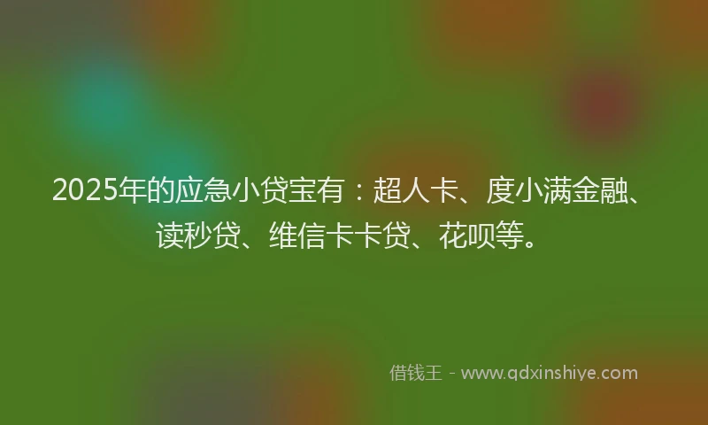 2025年的应急小贷宝有：超人卡、度小满金融、读秒贷、维信卡卡贷、花呗等。