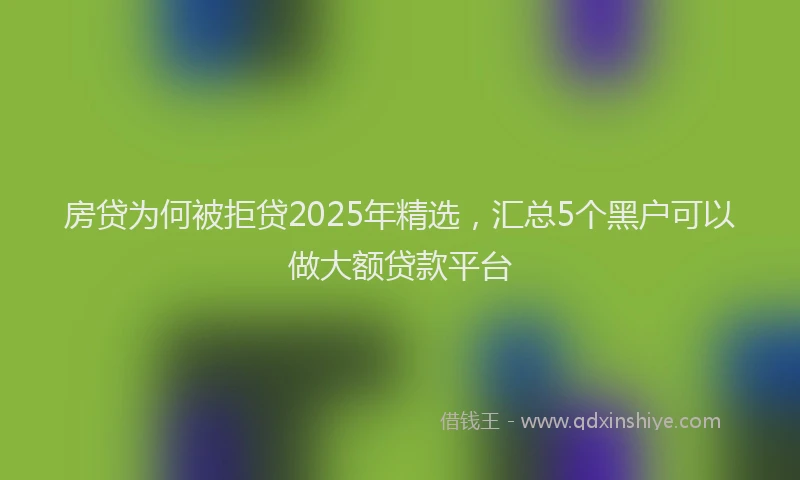 房贷为何被拒贷2025年精选，汇总5个黑户可以做大额贷款平台
