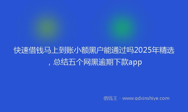 快速借钱马上到账小额黑户能通过吗2025年精选，总结五个网黑逾期下款app