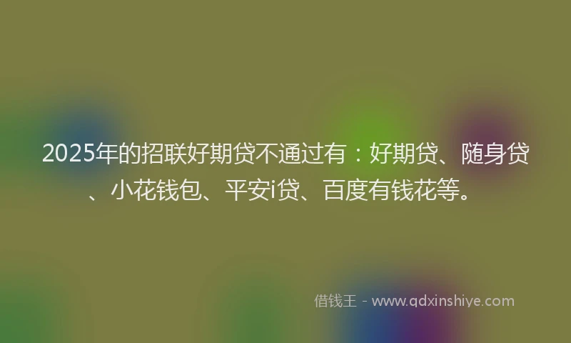 2025年的招联好期贷不通过有：好期贷、随身贷、小花钱包、平安i贷、百度有钱花等。