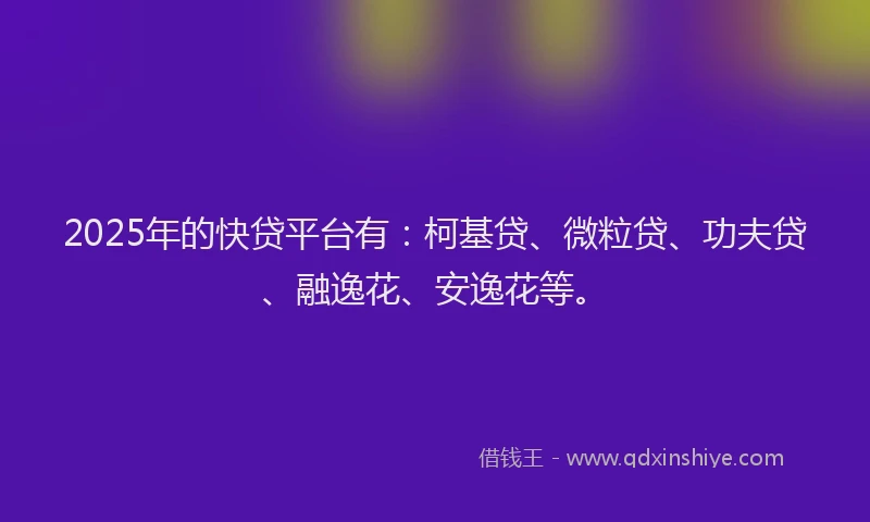 2025年的快贷平台有：柯基贷、微粒贷、功夫贷、融逸花、安逸花等。