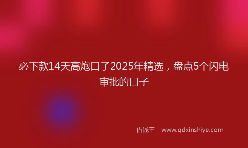 必下款14天高炮口子2025年精选，盘点5个闪电审批的口子