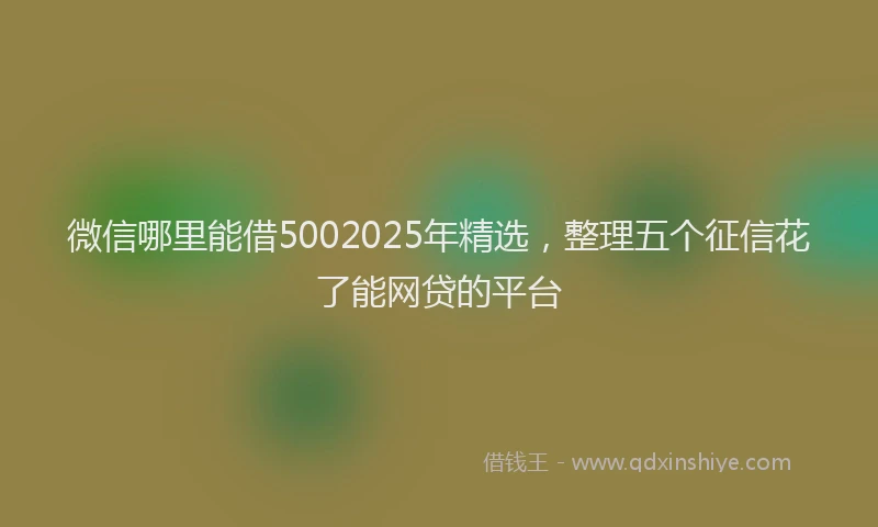 微信哪里能借5002025年精选，整理五个征信花了能网贷的平台