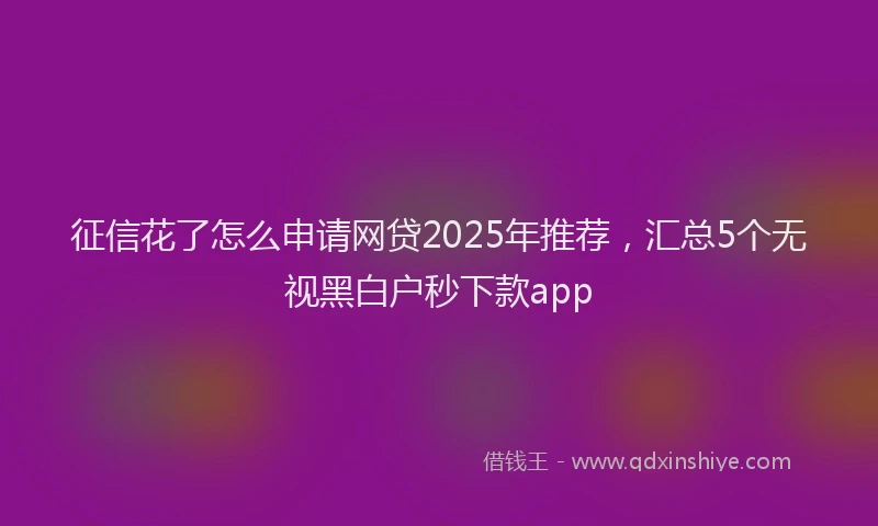 征信花了怎么申请网贷2025年推荐，汇总5个无视黑白户秒下款app