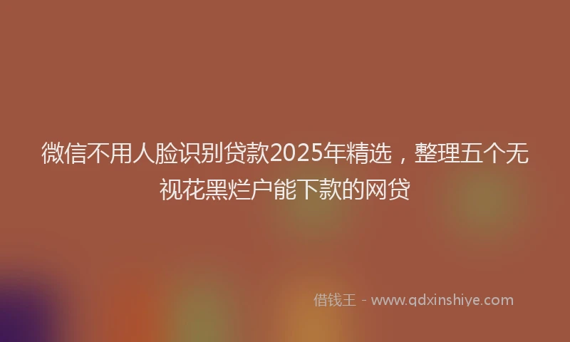 微信不用人脸识别贷款2025年精选，整理五个无视花黑烂户能下款的网贷