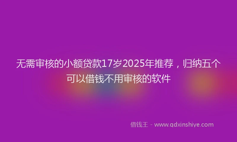 无需审核的小额贷款17岁2025年推荐，归纳五个可以借钱不用审核的软件