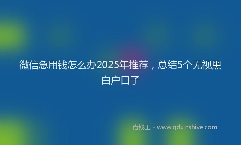 微信急用钱怎么办2025年推荐，总结5个无视黑白户口子