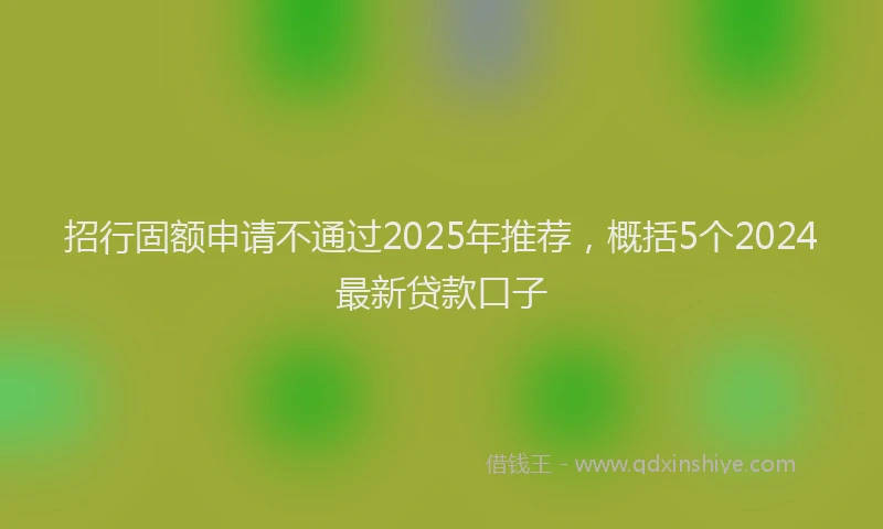 招行固额申请不通过2025年推荐，概括5个2024最新贷款口子