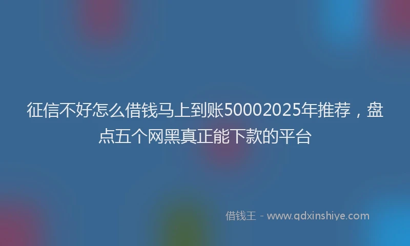 征信不好怎么借钱马上到账50002025年推荐，盘点五个网黑真正能下款的平台
