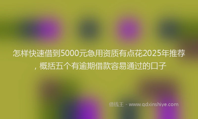 怎样快速借到5000元急用资质有点花2025年推荐，概括五个有逾期借款容易通过的口子