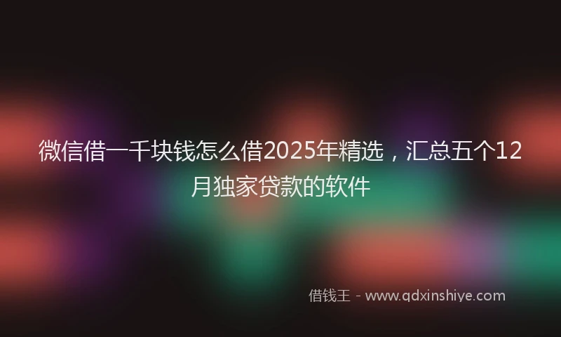 微信借一千块钱怎么借2025年精选，汇总五个12月独家贷款的软件