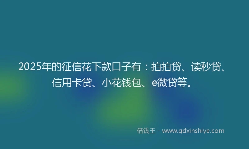 2025年的征信花下款口子有：拍拍贷、读秒贷、信用卡贷、小花钱包、e微贷等。