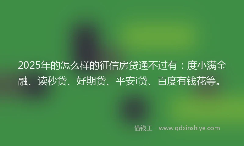2025年的怎么样的征信房贷通不过有：度小满金融、读秒贷、好期贷、平安i贷、百度有钱花等。