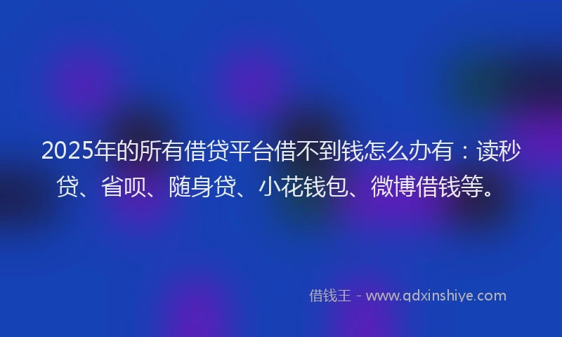 2025年的所有借贷平台借不到钱怎么办有：读秒贷、省呗、随身贷、小花钱包、微博借钱等。