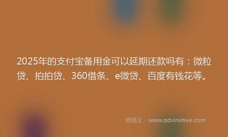 2025年的支付宝备用金可以延期还款吗有：微粒贷、拍拍贷、360借条、e微贷、百度有钱花等。