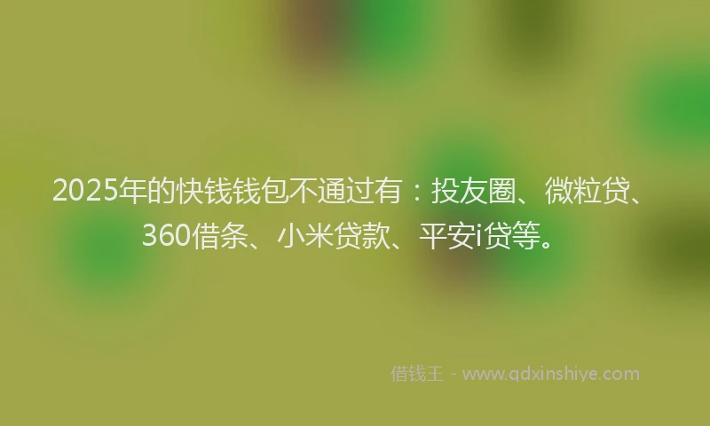 2025年的快钱钱包不通过有：投友圈、微粒贷、360借条、小米贷款、平安i贷等。