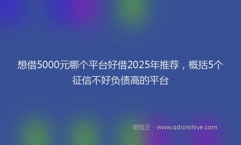 想借5000元哪个平台好借2025年推荐，概括5个征信不好负债高的平台