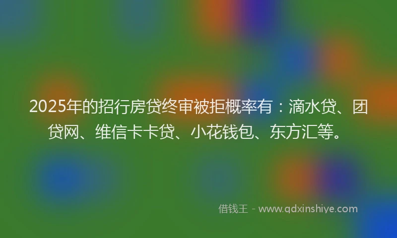2025年的招行房贷终审被拒概率有：滴水贷、团贷网、维信卡卡贷、小花钱包、东方汇等。