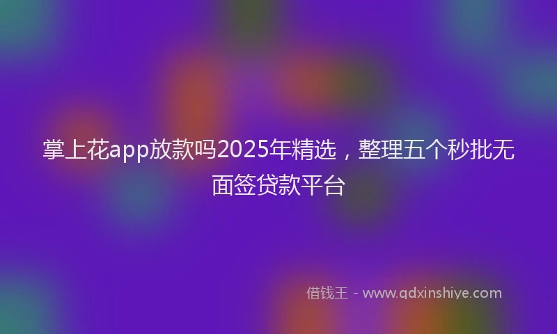 掌上花app放款吗2025年精选，整理五个秒批无面签贷款平台