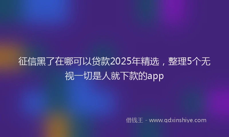 征信黑了在哪可以贷款2025年精选，整理5个无视一切是人就下款的app