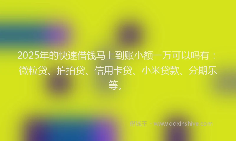 2025年的快速借钱马上到账小额一万可以吗有：微粒贷、拍拍贷、信用卡贷、小米贷款、分期乐等。