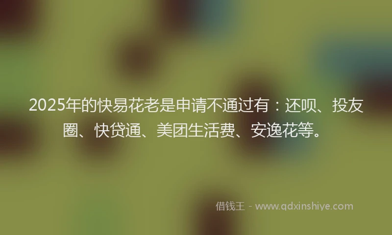 2025年的快易花老是申请不通过有：还呗、投友圈、快贷通、美团生活费、安逸花等。
