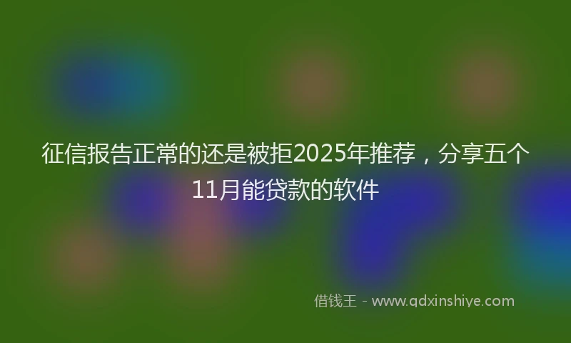 征信报告正常的还是被拒2025年推荐，分享五个11月能贷款的软件