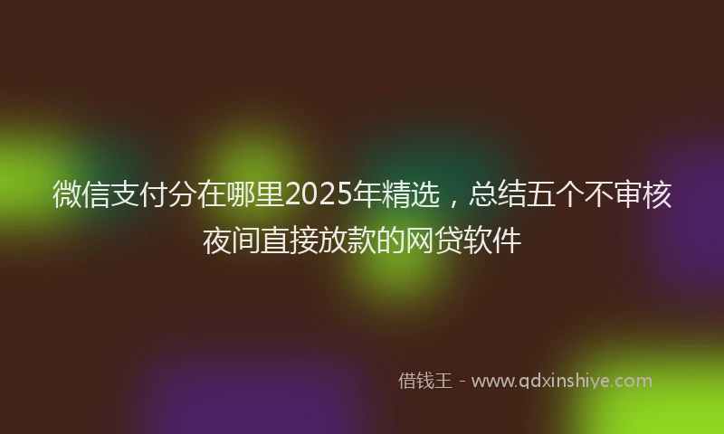 微信支付分在哪里2025年精选，总结五个不审核夜间直接放款的网贷软件