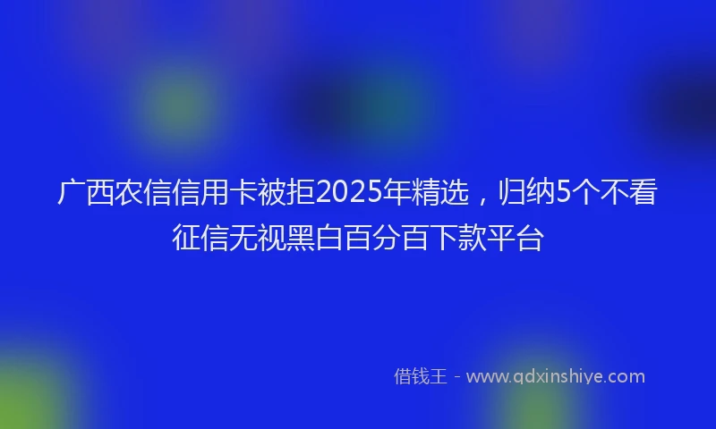 广西农信信用卡被拒2025年精选，归纳5个不看征信无视黑白百分百下款平台