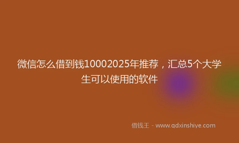 微信怎么借到钱10002025年推荐，汇总5个大学生可以使用的软件