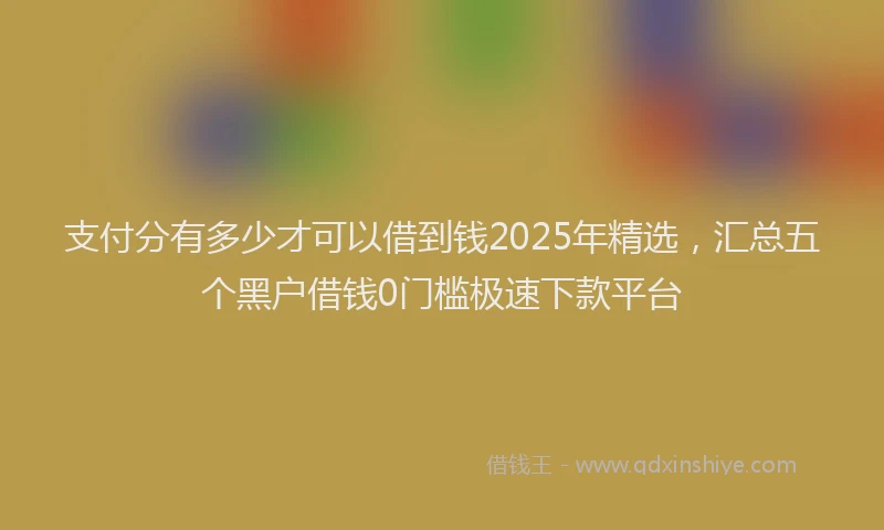 支付分有多少才可以借到钱2025年精选，汇总五个黑户借钱0门槛极速下款平台