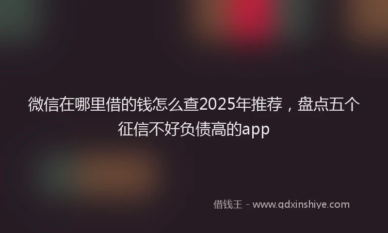 微信在哪里借的钱怎么查2025年推荐，盘点五个征信不好负债高的app