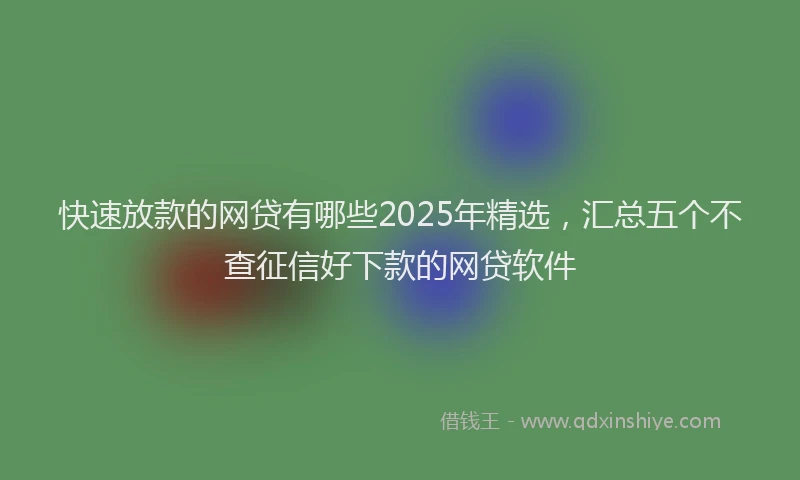 快速放款的网贷有哪些2025年精选，汇总五个不查征信好下款的网贷软件
