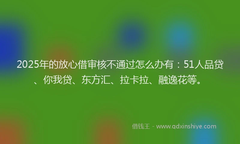 2025年的放心借审核不通过怎么办有：51人品贷、你我贷、东方汇、拉卡拉、融逸花等。