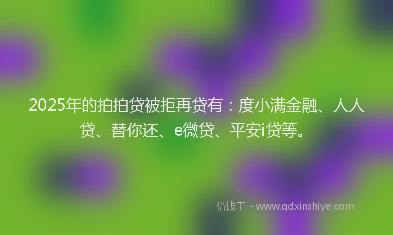 2025年的拍拍贷被拒再贷有：度小满金融、人人贷、替你还、e微贷、平安i贷等。