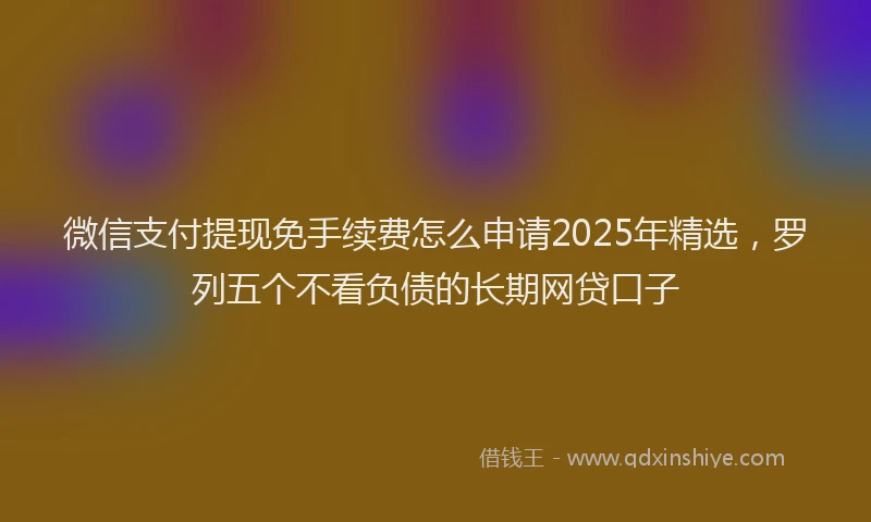 微信支付提现免手续费怎么申请2025年精选，罗列五个不看负债的长期网贷口子