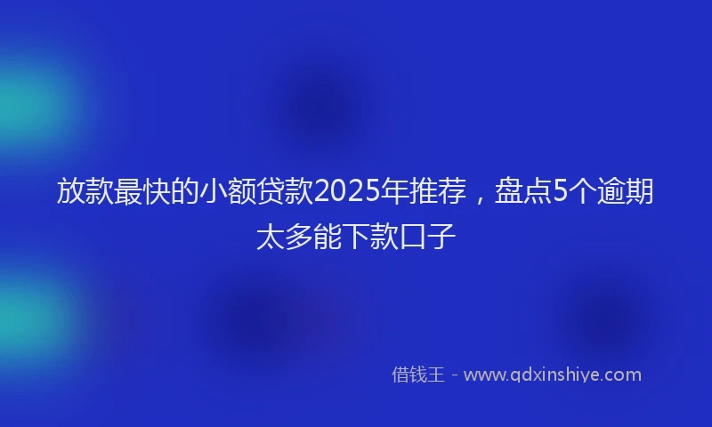 放款最快的小额贷款2025年推荐，盘点5个逾期太多能下款口子