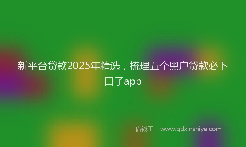 新平台贷款2025年精选，梳理五个黑户贷款必下口子app