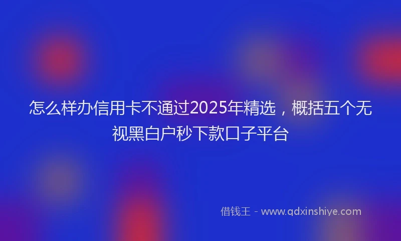 怎么样办信用卡不通过2025年精选，概括五个无视黑白户秒下款口子平台