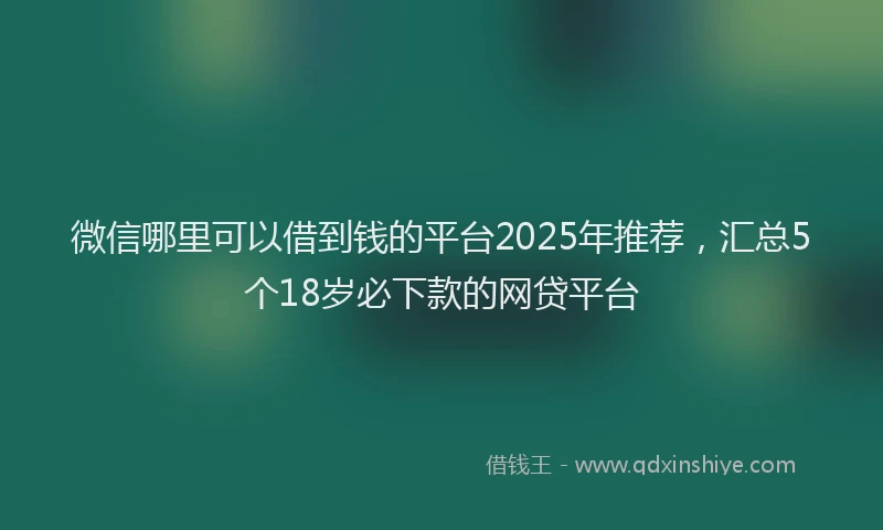 微信哪里可以借到钱的平台2025年推荐，汇总5个18岁必下款的网贷平台
