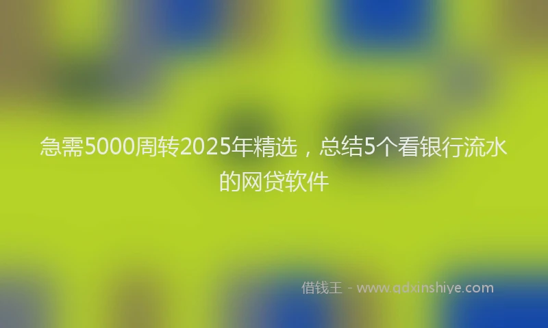 急需5000周转2025年精选，总结5个看银行流水的网贷软件