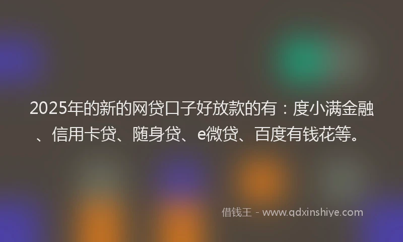 2025年的新的网贷口子好放款的有：度小满金融、信用卡贷、随身贷、e微贷、百度有钱花等。