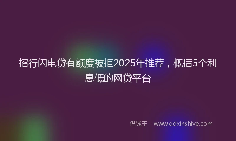 招行闪电贷有额度被拒2025年推荐，概括5个利息低的网贷平台