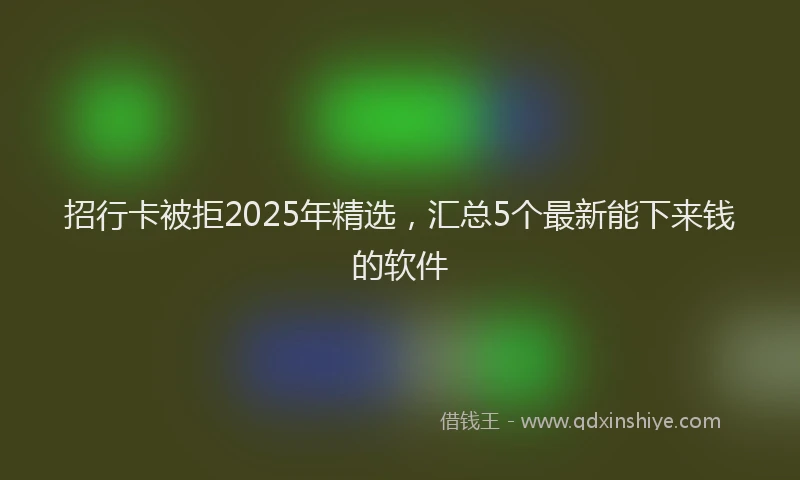 招行卡被拒2025年精选，汇总5个最新能下来钱的软件