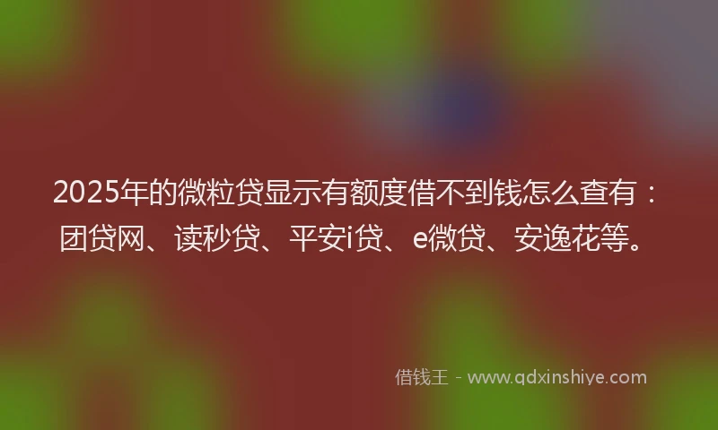 2025年的微粒贷显示有额度借不到钱怎么查有：团贷网、读秒贷、平安i贷、e微贷、安逸花等。