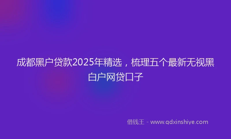 成都黑户贷款2025年精选，梳理五个最新无视黑白户网贷口子