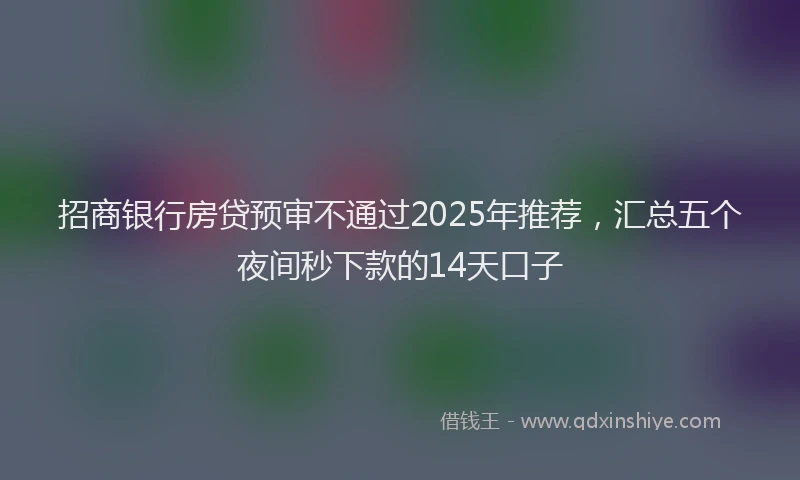招商银行房贷预审不通过2025年推荐，汇总五个夜间秒下款的14天口子
