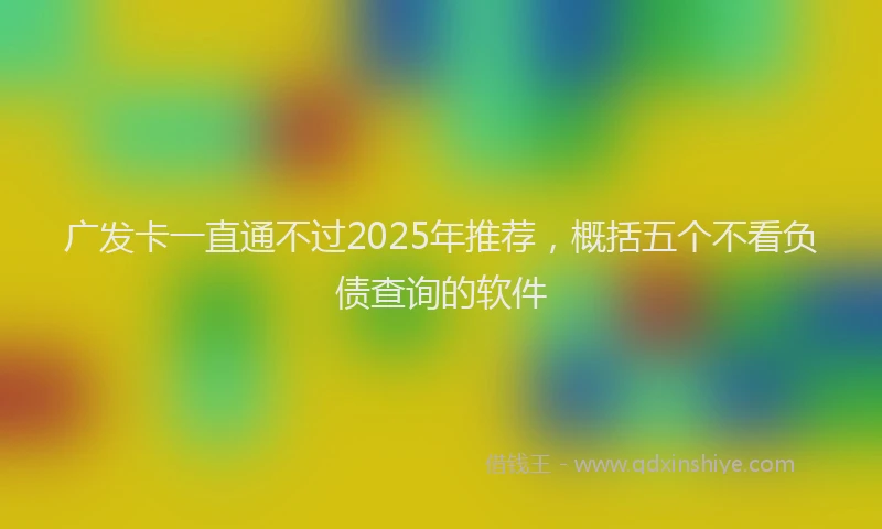 广发卡一直通不过2025年推荐，概括五个不看负债查询的软件