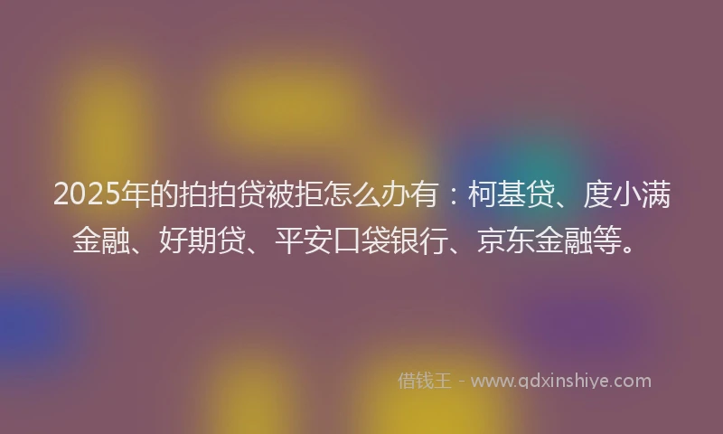 2025年的拍拍贷被拒怎么办有：柯基贷、度小满金融、好期贷、平安口袋银行、京东金融等。