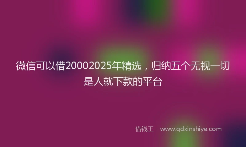 微信可以借20002025年精选，归纳五个无视一切是人就下款的平台